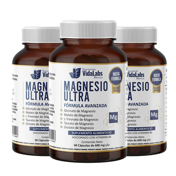 Magnesio Ultra - Magnesio de Amplio Espectro Calidad Premium. 5 formas de magnesio + Vitamina B6 para Optimizar Tu Sueño y Energía Diaria