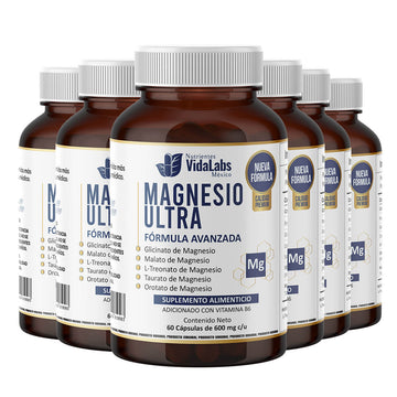 Magnesio Ultra - Magnesio de Amplio Espectro Calidad Premium. 5 formas de magnesio + Vitamina B6 para Optimizar Tu Sueño y Energía Diaria