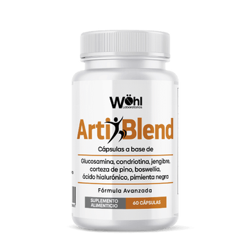 ArtiBlend - Mezcla antiinflamatoria con Glucosamina, Boswellia, Condroitina, Extracto de Jengibre, Ácido Hialuronico y Pímienta Negra. - 1 frasco