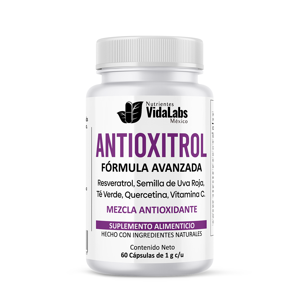 Antioxitrol (Resvitrol) - Mezcla Antioxidante con Exctractos Estandarizados; Trans-Resveratrol al 98%, Semilla de Uva al 95%, Polifenoles al 50% - 1 Frasco