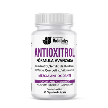 Antioxitrol (Resvitrol) - Mezcla Antioxidante con Exctractos Estandarizados; Trans-Resveratrol al 98%, Semilla de Uva al 95%, Polifenoles al 50% - 1 Frasco