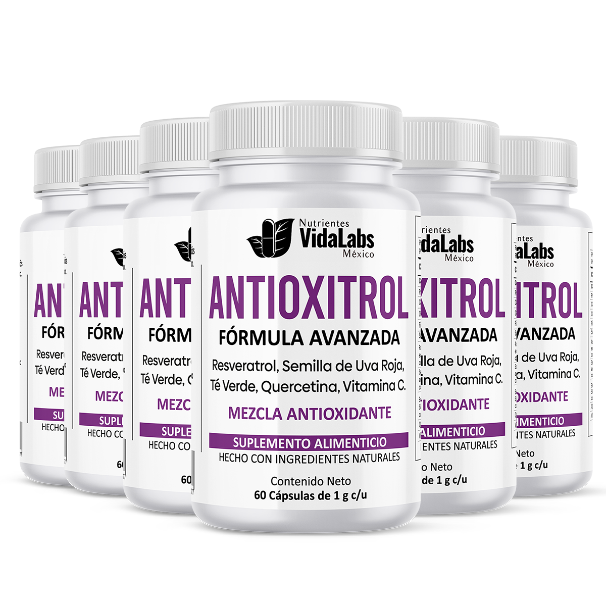 Antioxitrol (Resvitrol) - Mezcla Antioxidante con Extractos Estandarizados; Trans-Resveratrol al 98%, Semilla de Uva al 95%, Polifenoles al 50%