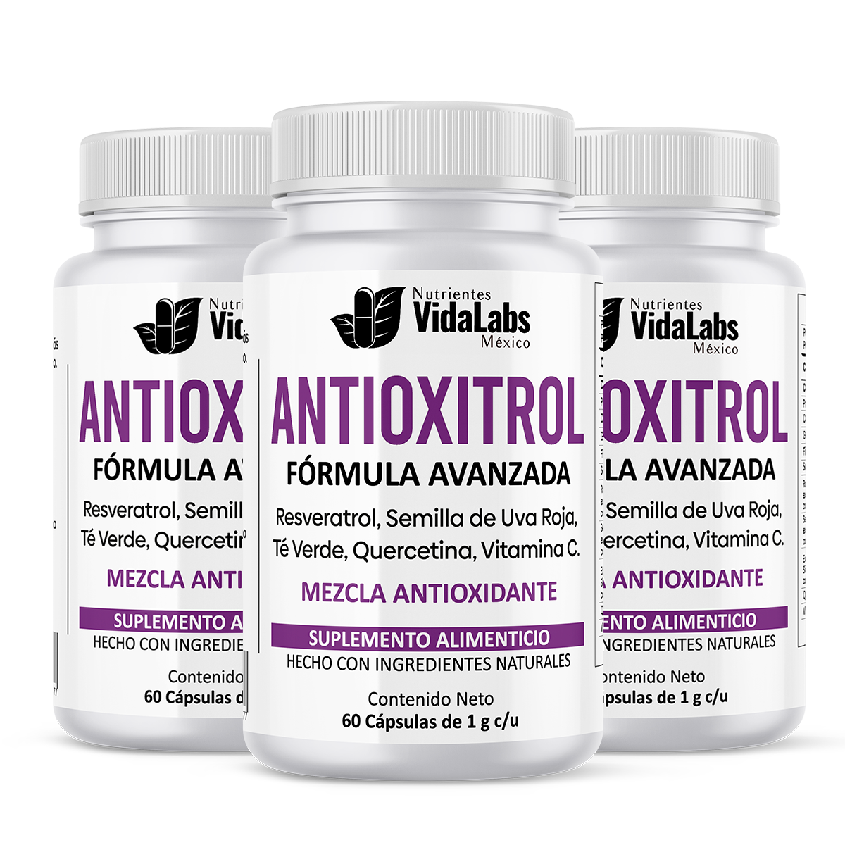 Antioxitrol (Resvitrol) - Mezcla Antioxidante con Extractos Estandarizados; Trans-Resveratrol al 98%, Semilla de Uva al 95%, Polifenoles al 50%