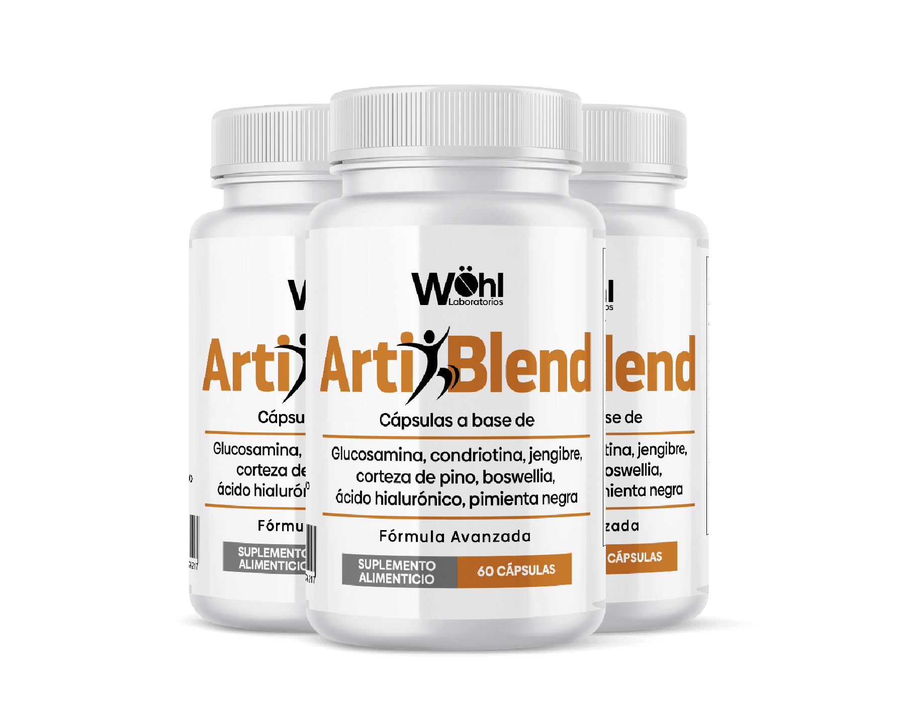 ArtiBlend - Mezcla antiinflamatoria con Glucosamina, Boswellia, Condroitina, Extracto de Jengibre, Ácido Hialuronico y Pímienta Negra. - 1 frasco