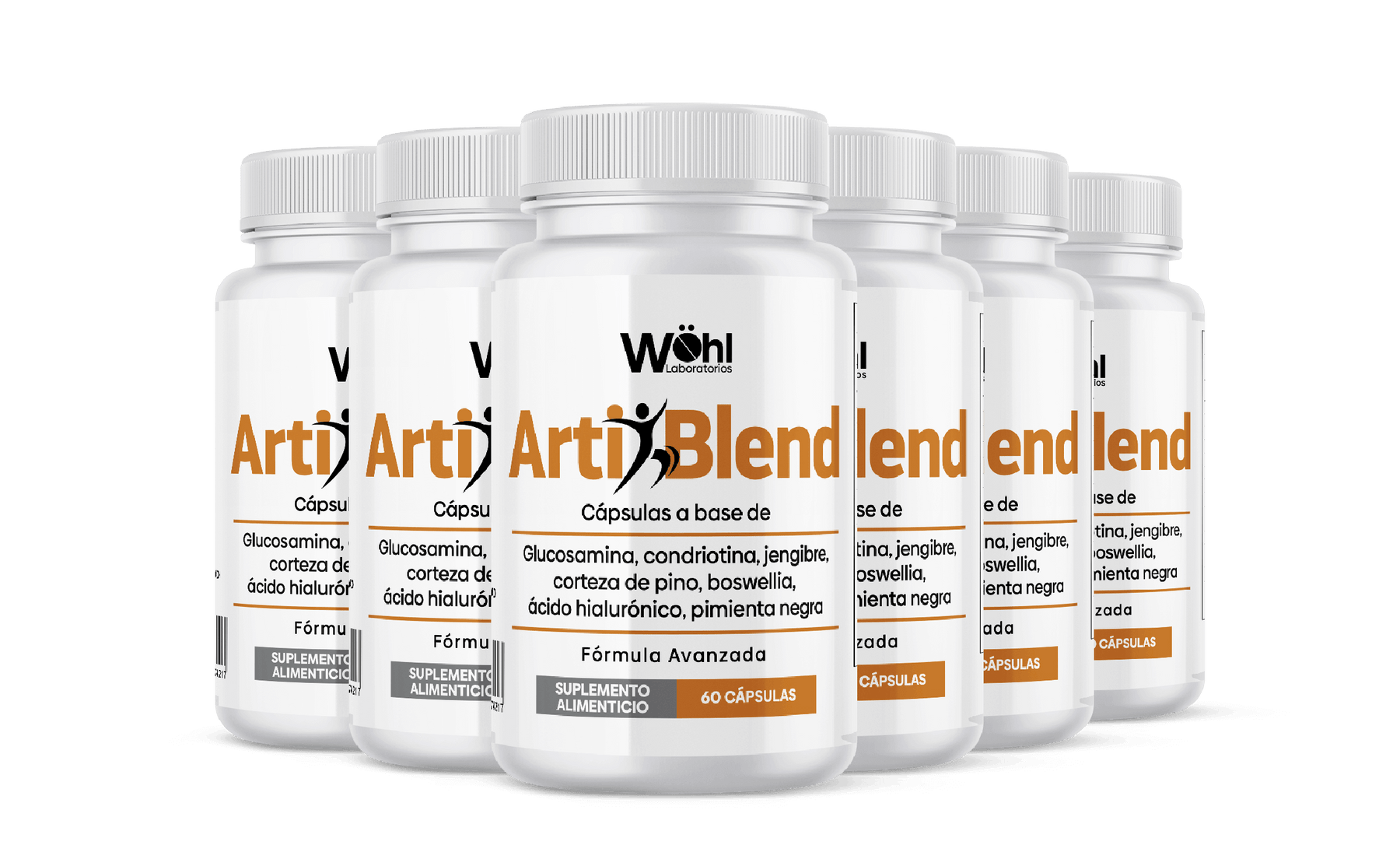 ArtiBlend - Mezcla antiinflamatoria con Glucosamina, Boswellia, Condroitina, Extracto de Jengibre, Ácido Hialuronico y Pímienta Negra. - 1 frasco